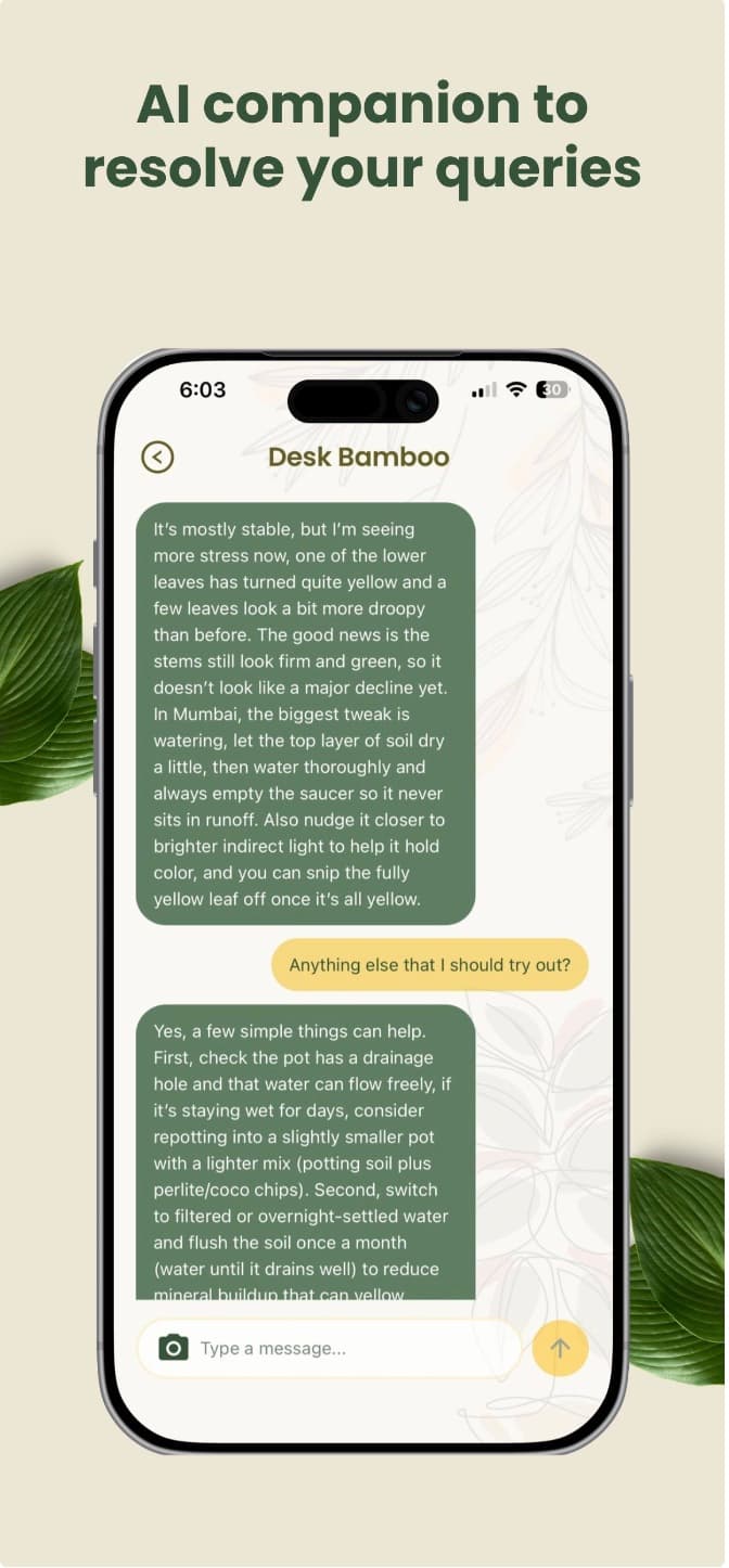 PlantPetz AI care chat for a plant
